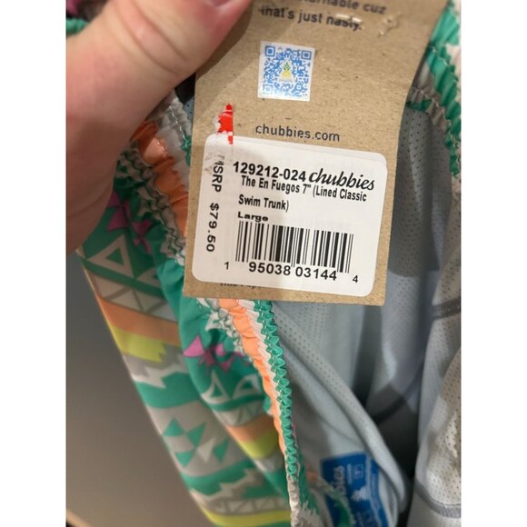 NWT Chubbies The En Fuegos 7" Swim Trunks Large Aztec Print Multicolor - Picture 2 of 5